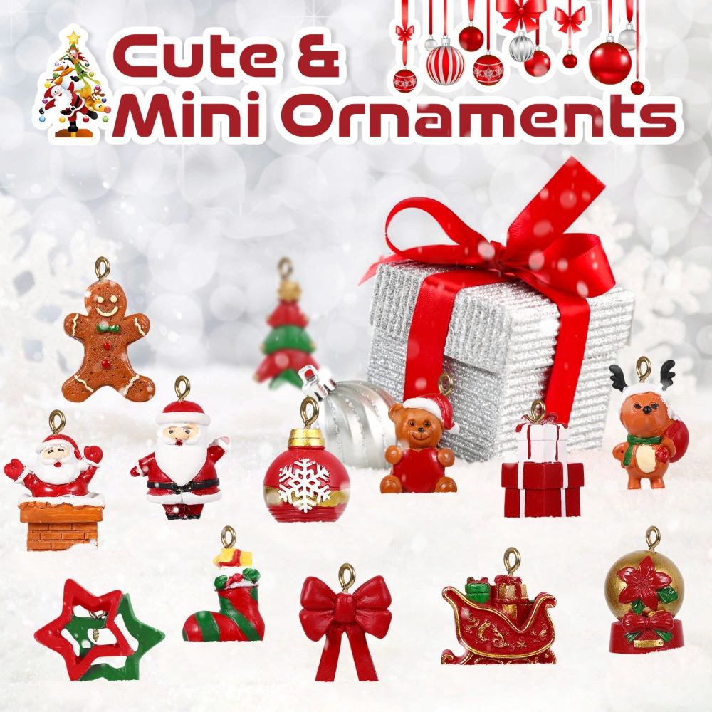 IMIKEYA 24pcs Christmas Advent Calendar Countdown Toys Resin Charms Christmas Mini Hanging Ornaments for Kids Gift