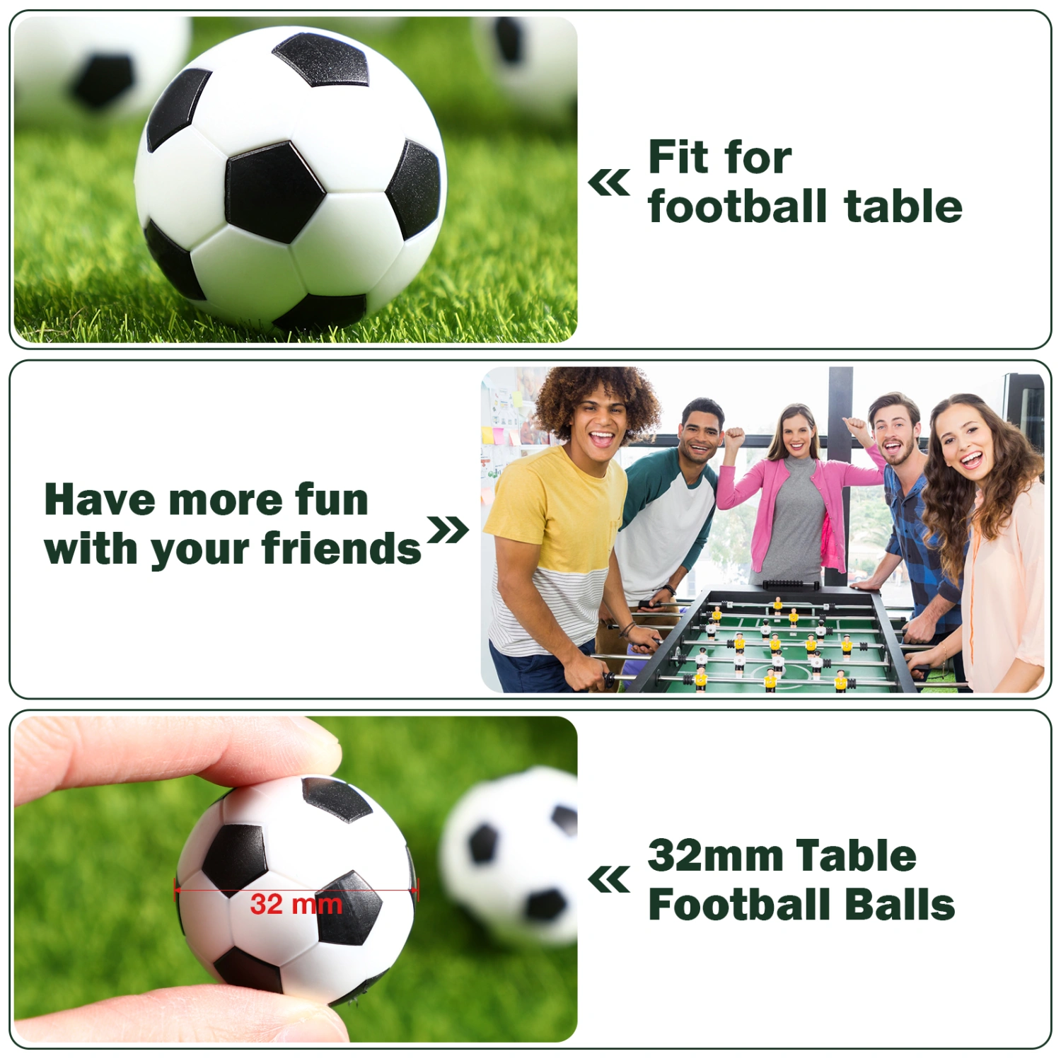 6pcs Table Soccer Balls Toys Mini Football Small Soccer Balls Black and White Football Toys (32mm)