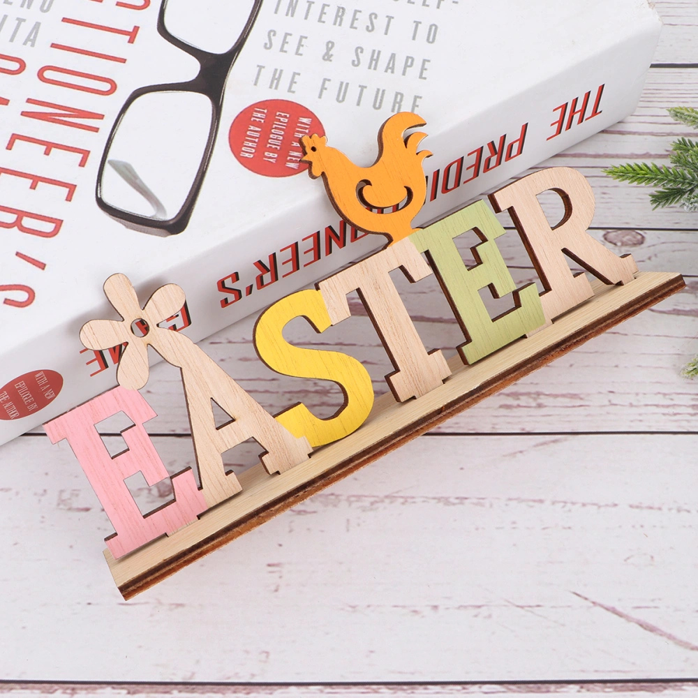 1PC Easter English Letters Decor Wooden English Letters Crafts Easter Letters Design Craftwork Creative Simple Easter Letters Desktop Ornaments for Home Party Bar Decor Easter Style