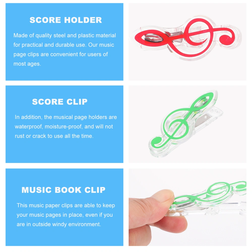 5Pcs Music Holder Clips Simple Students Message Clips Music Book Clamps (Assorted Color)