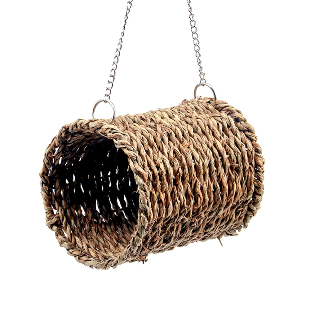 Natural Hamster Straw Woven Tunnel Hammock Nest Hanging Nest for Hamster Use