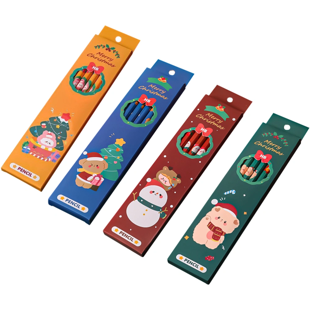 24Pcs Christmas Pencils Wood Pencils Convenient HB Pencils Rubber Tipped Pencils