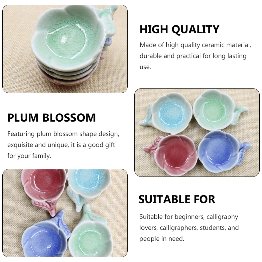 2Pcs Ink Dish Ceramic Ink Plate Plum Blossom Calligraphy Tray (Random Color)