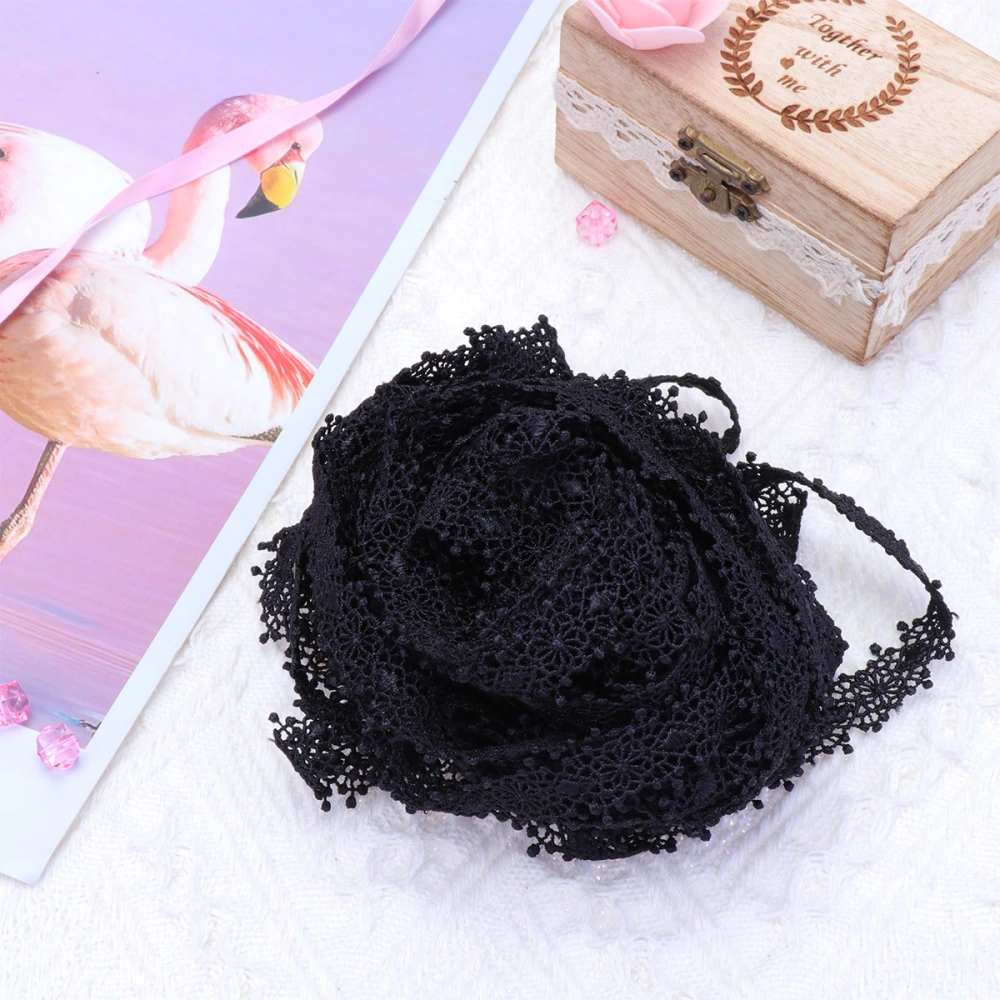 1PC DIY Accessories Hollow Lace Ribbon Smooth Embroidered Lace Trim for Clothing Sewing (Black)