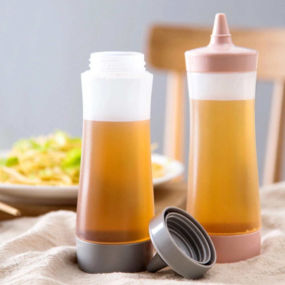 Plastic Squeeze Bottle Reusable Condiment Dispenser Salad Sauce Jam Ketchup Container for Luncheon Kitchen Picnics (Grey)