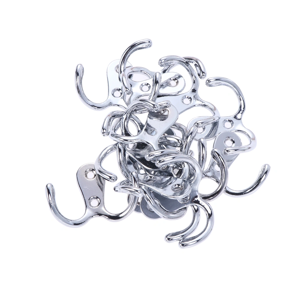 15pcs Alloy Double Prong Robe Hook Wall Mounted Cabinet Clothes Hook Hanger Decorative Utility Hooks - 5.5x4.1cm