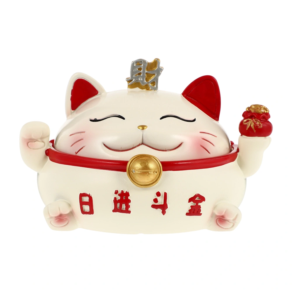 1Pc Creative Fortune Cat Resin Ornament Personality Ashtray Home Decoration