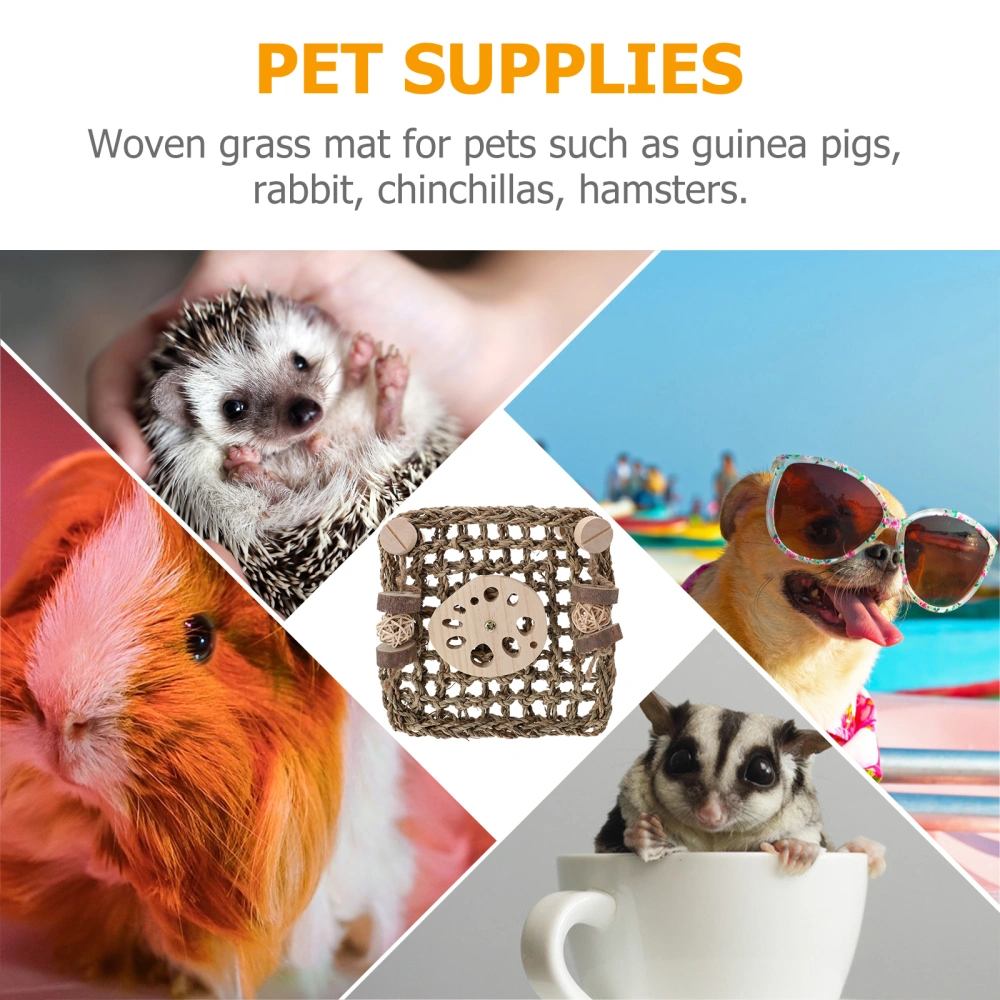 1pc Rabbir Cage Grass Mat Woven Bed Mat Guinea Pig Hamster Nest Chewing Toy