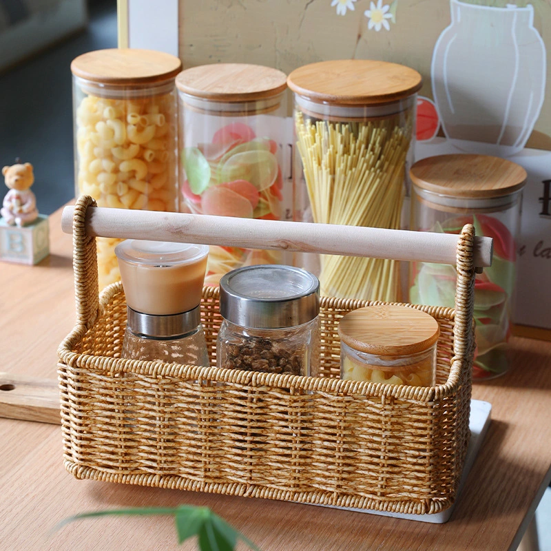 Hand Woven Fruit Basket Imitation Rattan Bread Food Serving Basket Sundry Organizer