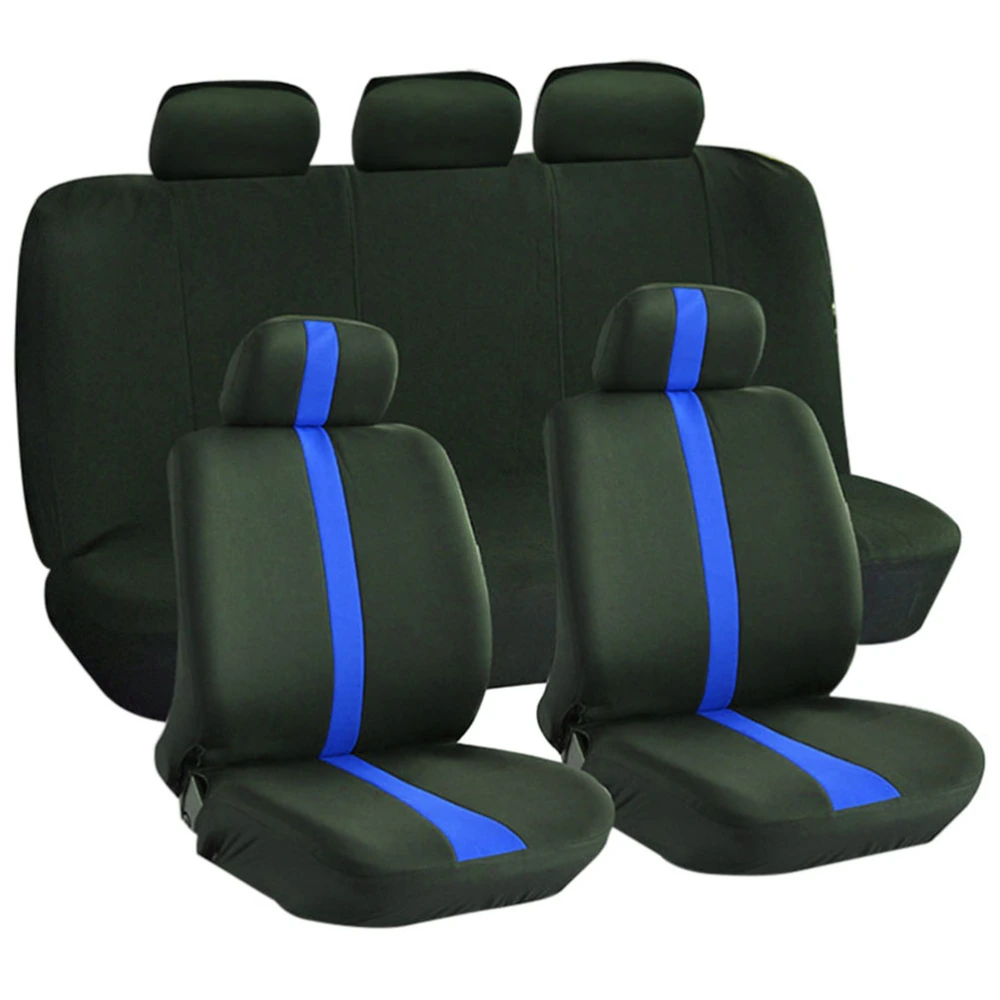 9Pcs/Set Universal Car Seat Cover Full Seat Covers Auto Interior Styling Decoration Protector (Blue)