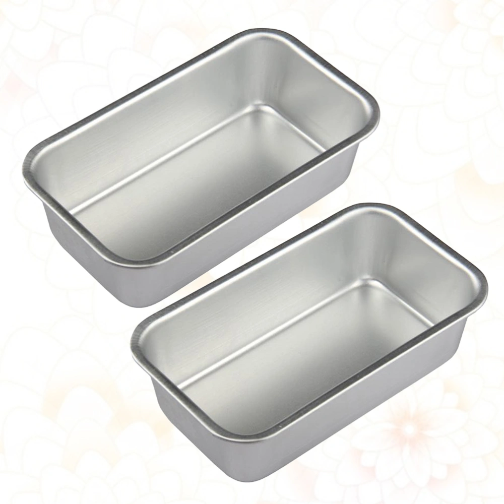 2pcs Simple Baking Plate Tray Toast Mould Household Baking Gadget Bread Baking Tray for Home Kitchen Restaurant (Silver )