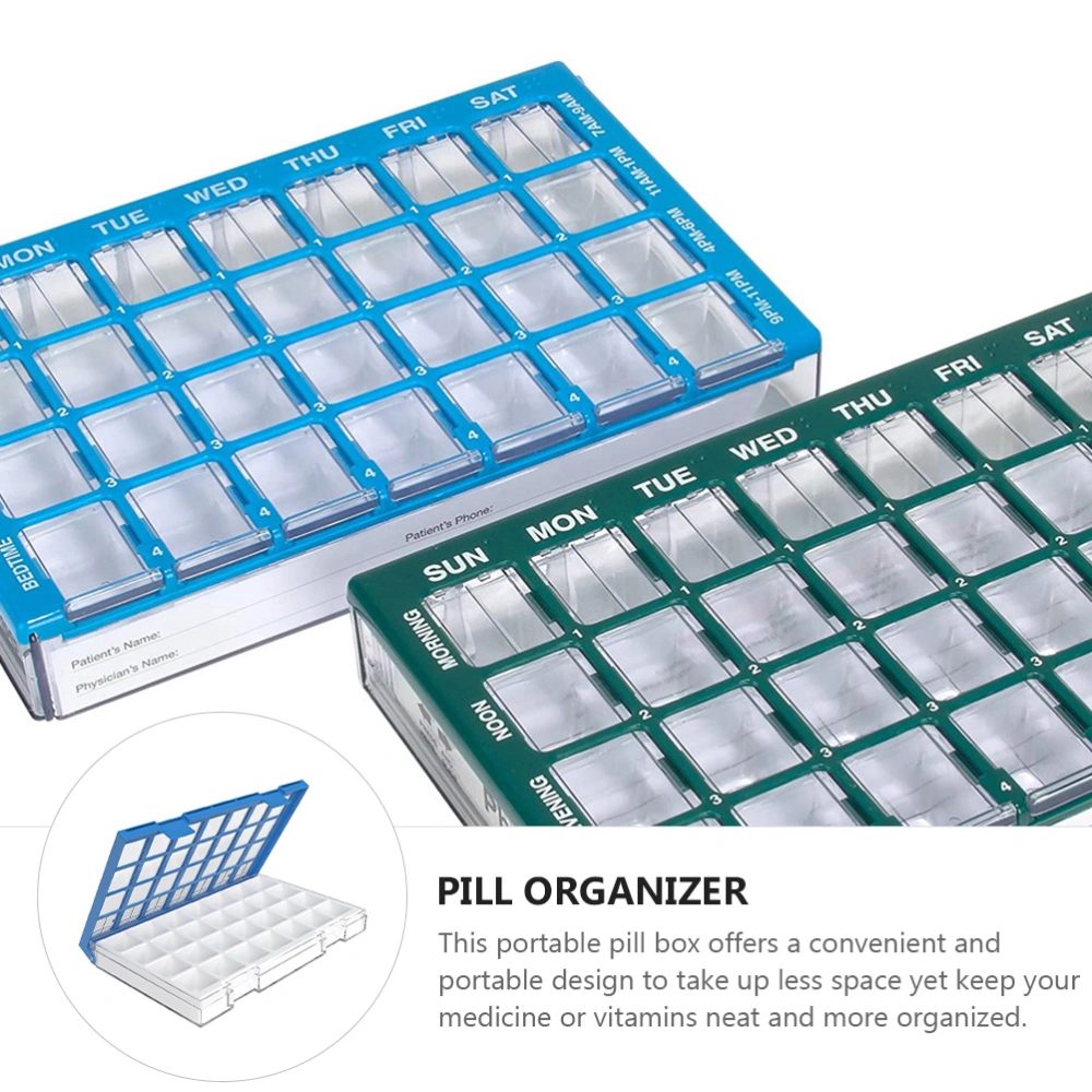 1pc Pill Storage Container 28 Grids Pill Storage Box Weekly Pill Organizer