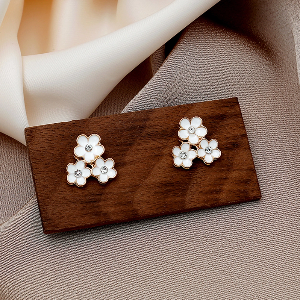 2 Pairs Ear Pendant Flower Shape Earrings Zinc Alloy Earrings Girls Ear Studs