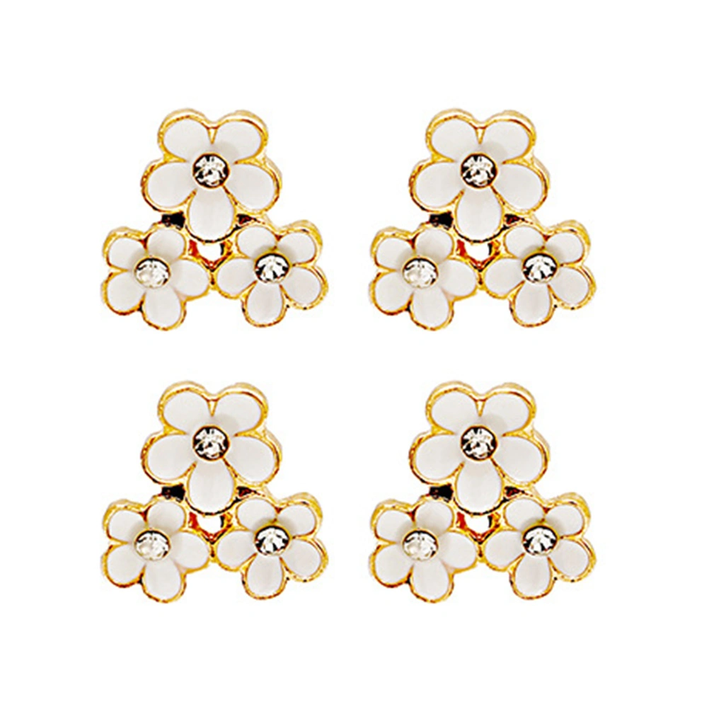 2 Pairs Ear Pendant Flower Shape Earrings Zinc Alloy Earrings Girls Ear Studs