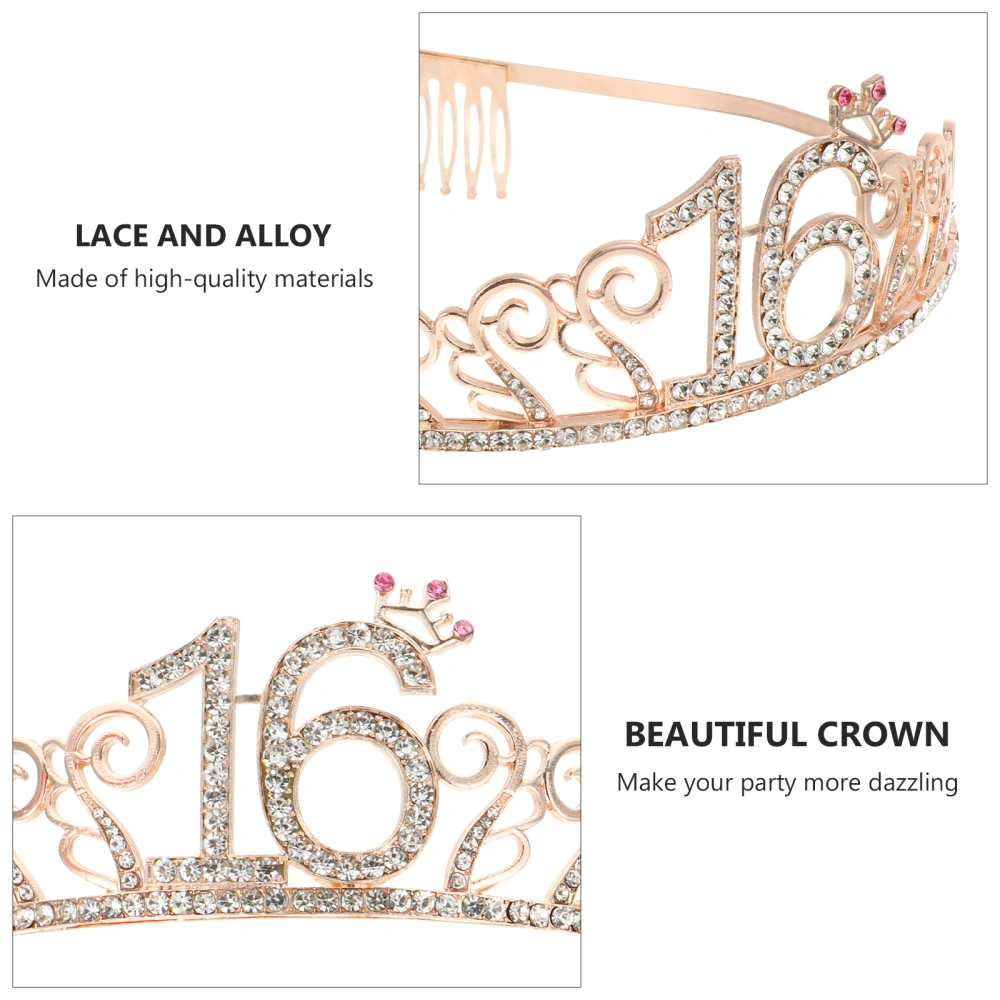 2pcs Crown Hair Band and Birthday Party Letter Printing Sash Girl Decoration
