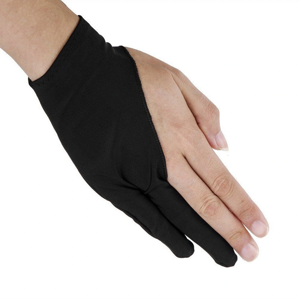 4 Pcs Two Finger Drawing Glove Artist's Drawing Anti-Fouling Glove Sketch Painting Glove - Size S (Black)