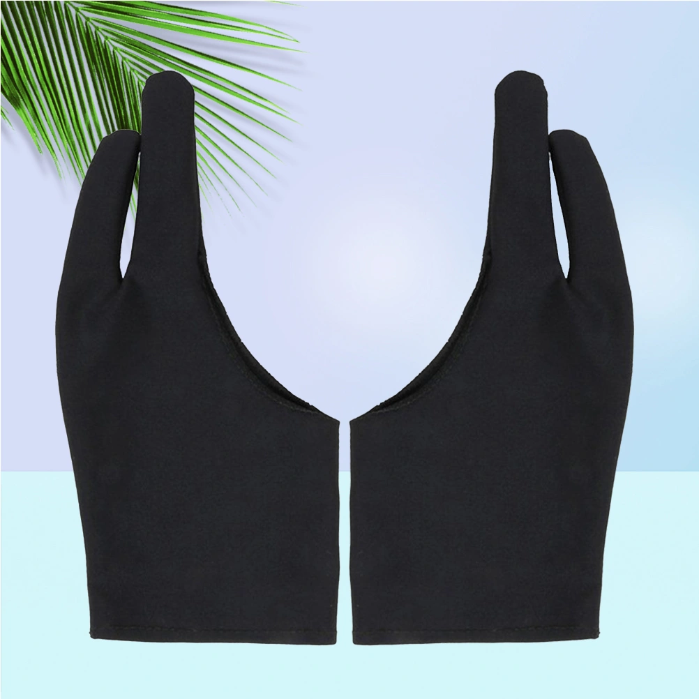 4 Pcs Two Finger Drawing Glove Artist's Drawing Anti-Fouling Glove Sketch Painting Glove - Size S (Black)