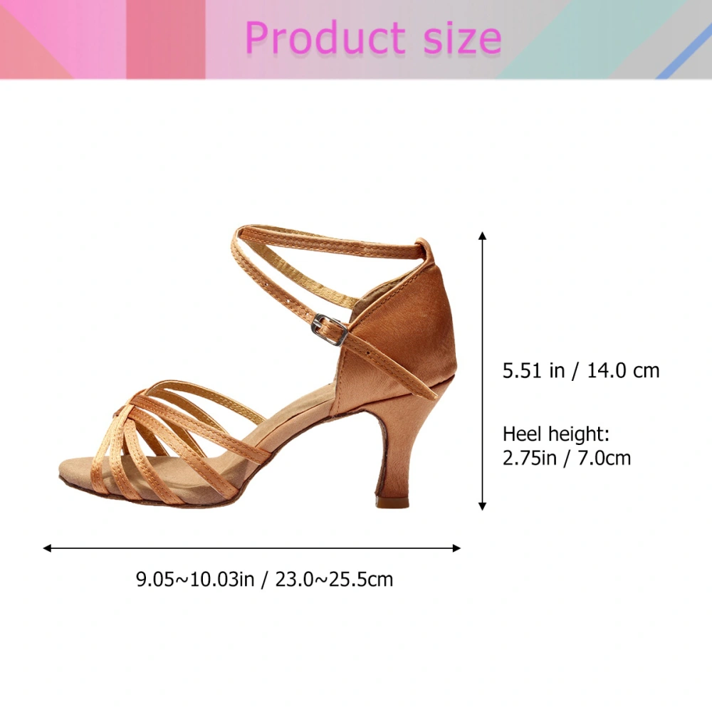 High Heel Sandals Simple Durable Soft-Soled Latin Shoes Summer High Heel Sandals for Woman (Dark Skin Color 7cm, 37 Yards, EU37.5,US6.5,UK4, 23.5CM，6.5US,4UK，37.5EU,9.2355Inch)