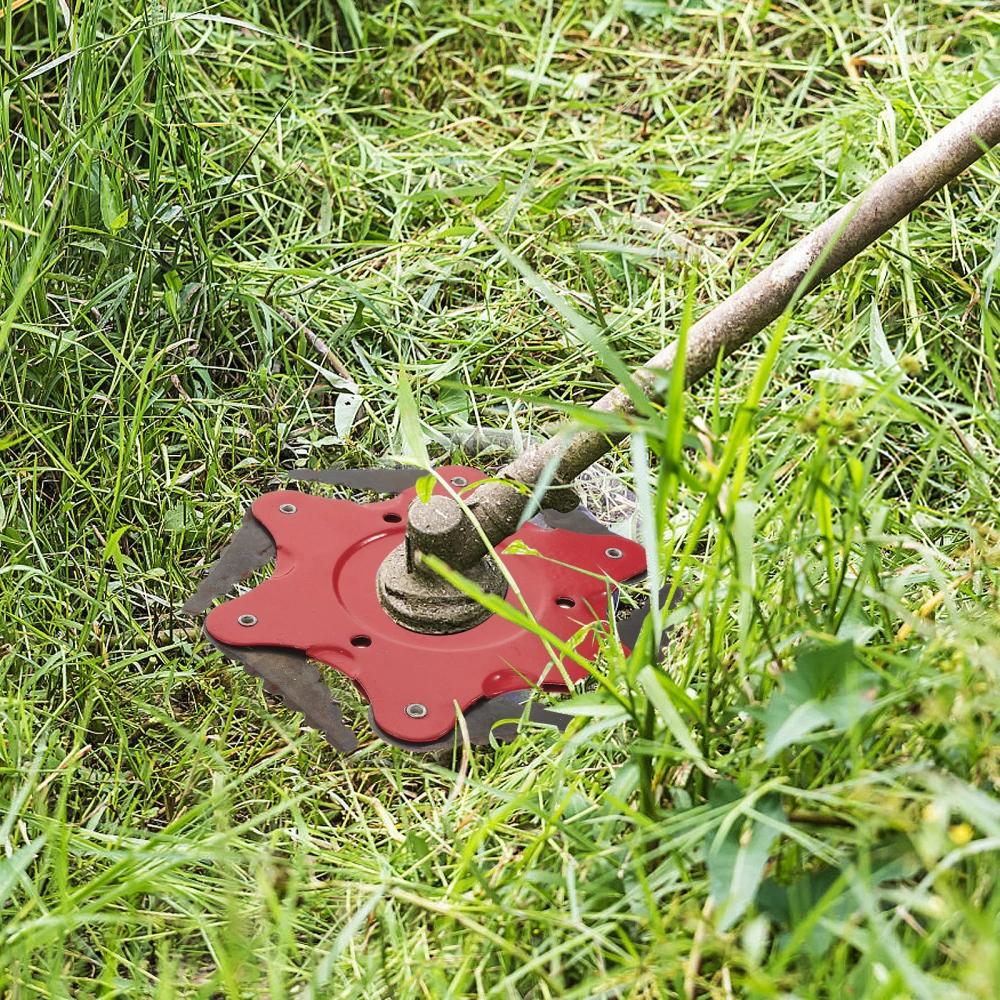 1pc 24.5x24.5cm Universal Metal Blades Trimmer Head Garden Six-leaf Cutter Trimmer Grass Trimmer Head for Lawn Mower (Red)