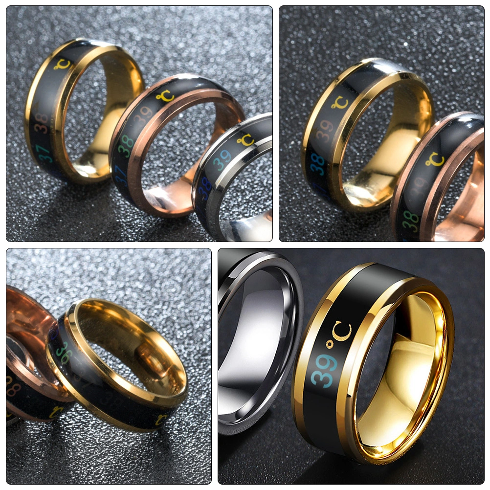 1Pc Fashion Ring Jewelry Intelligent Temperature Display Couple Ring (No.10)