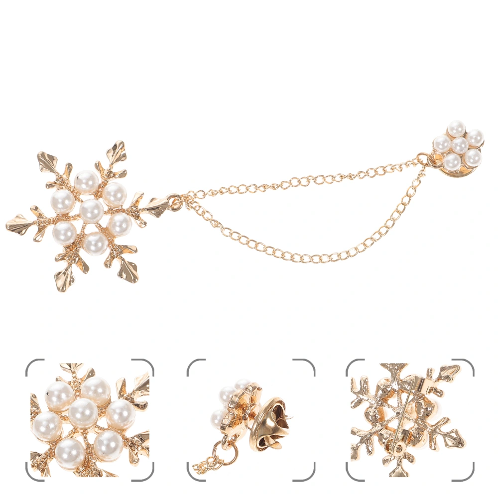 Exquisite Breastpin Pearl Brooch Flower Breastpin Clothes Accessory for Woman Girl (White Golden)