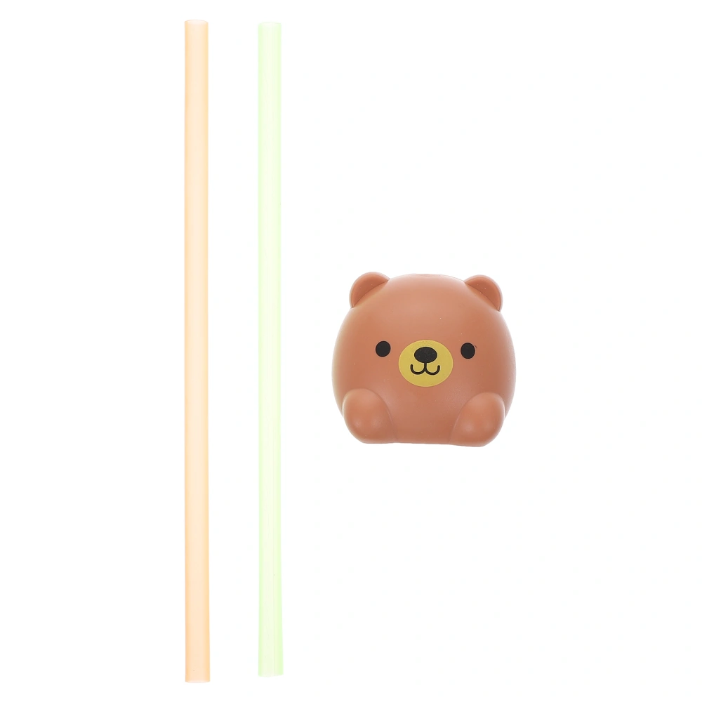 1 Set Cartoon Animal Sounding Straws Surprise Pet Tube Bear Shaped Drinking Water Toys