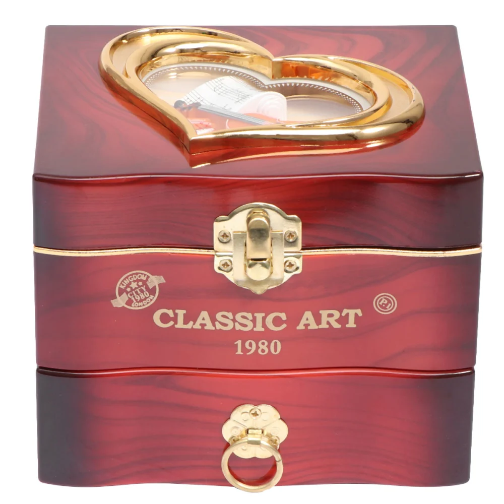 Creative Music Jewelry Storage Box Dancing Girl Musical Case Container Jewelry Case (Red)