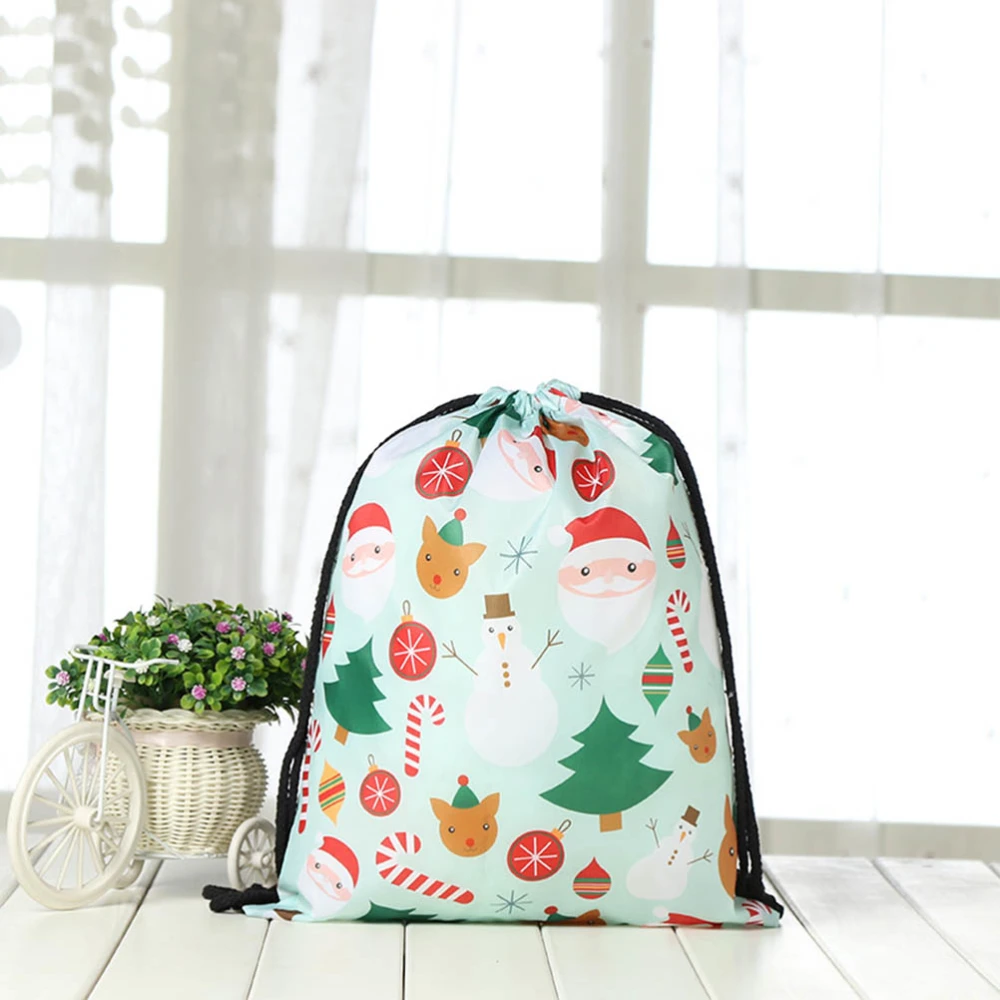 Christmas Gift Bag Drawstring Backpacks Printed Pouches for Party Favors Candies (Random Pattern)