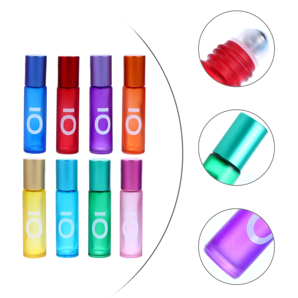 8pcs 10ml Roller Bottles Frosted Glass Essential Oil Bottles (Mixed Style)