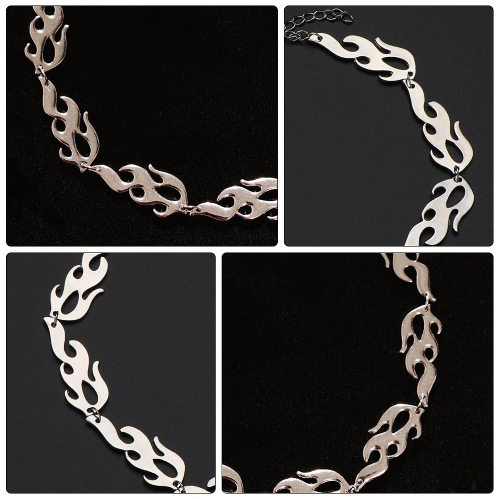 1Pc Male Necklace Flame Pattern Neck Pendant Fashionable Neck Accessory (Silver)