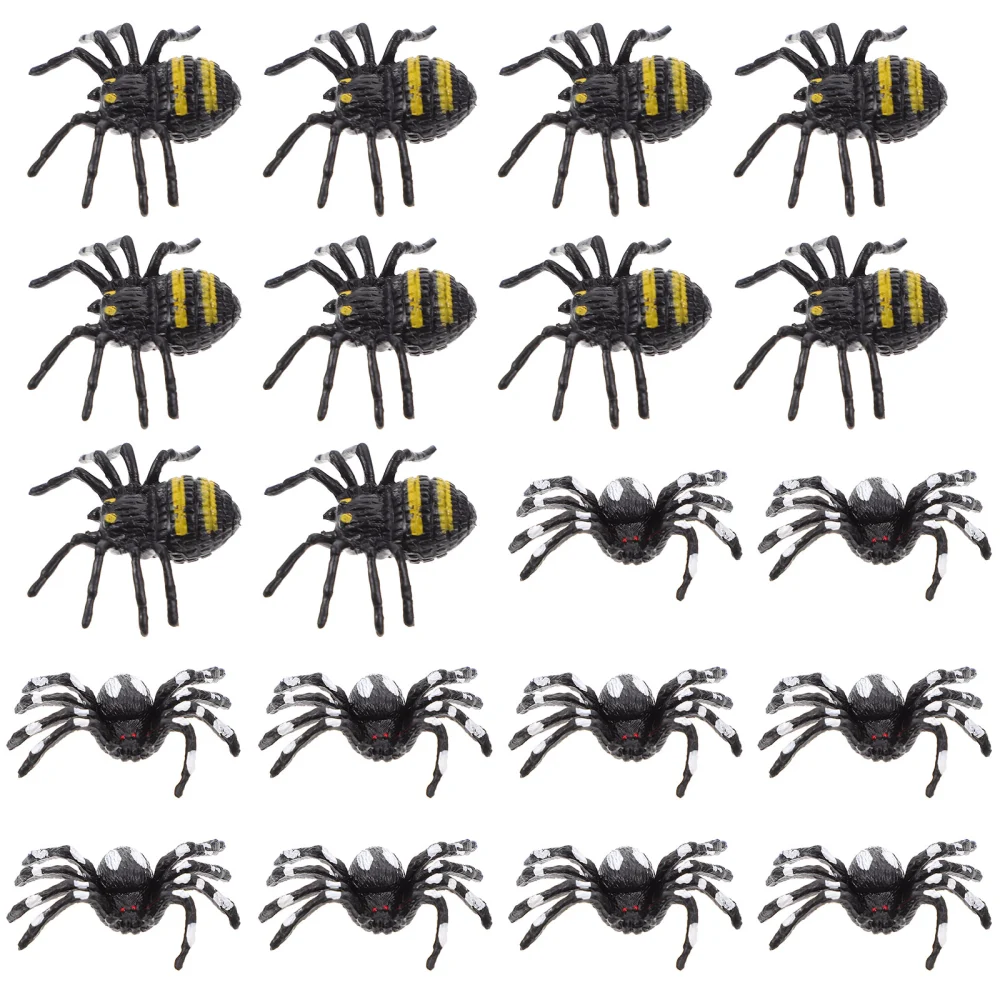 20Pcs Simulation Spiders Halloween Prank Toys Scary Simulation Animal Models