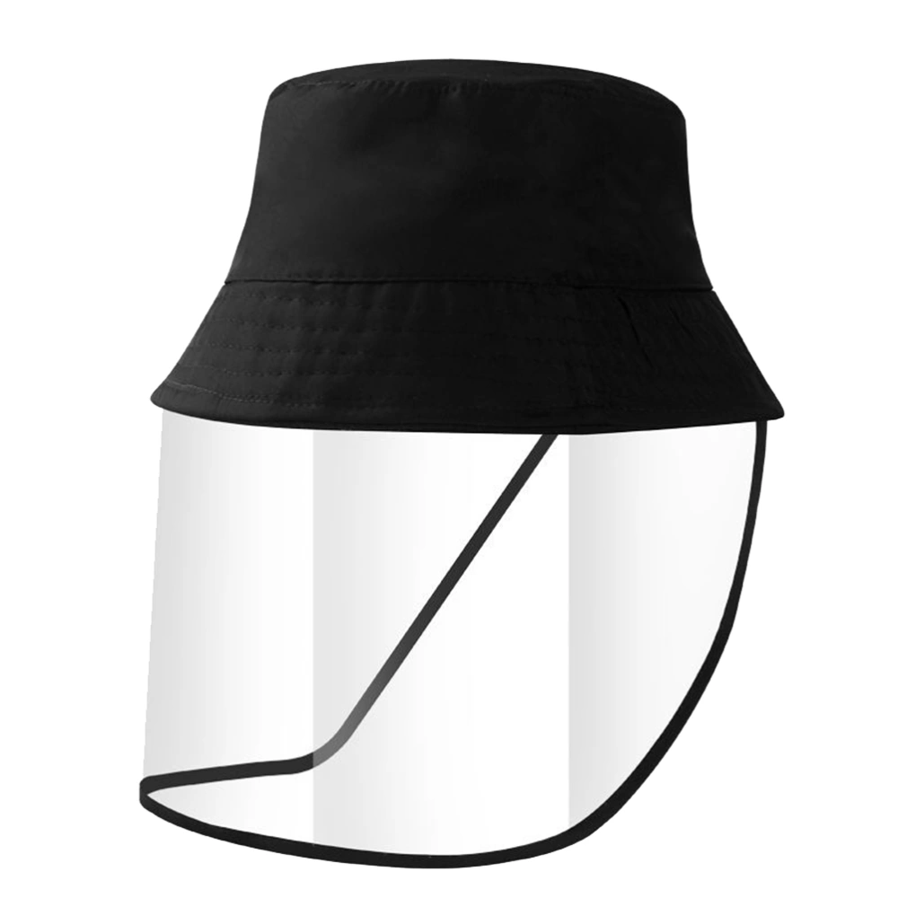 1pc TPU Transparent Anti-saliva Sneeze Protective Mask with Hat Protective Detachable for Adults (Black)
