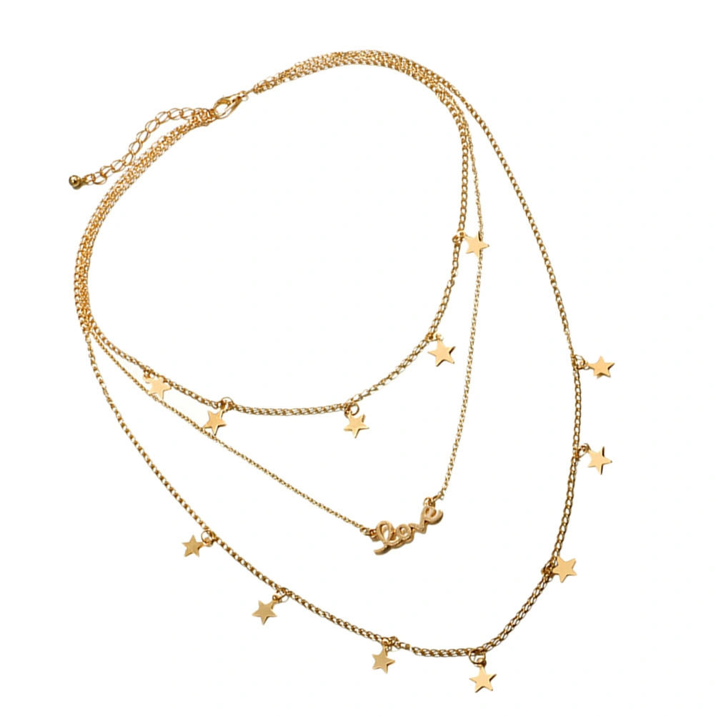Multilayer Chain Star Shaped Pendant Necklace Choker Necklaces Letter Jewelry Gift for Women