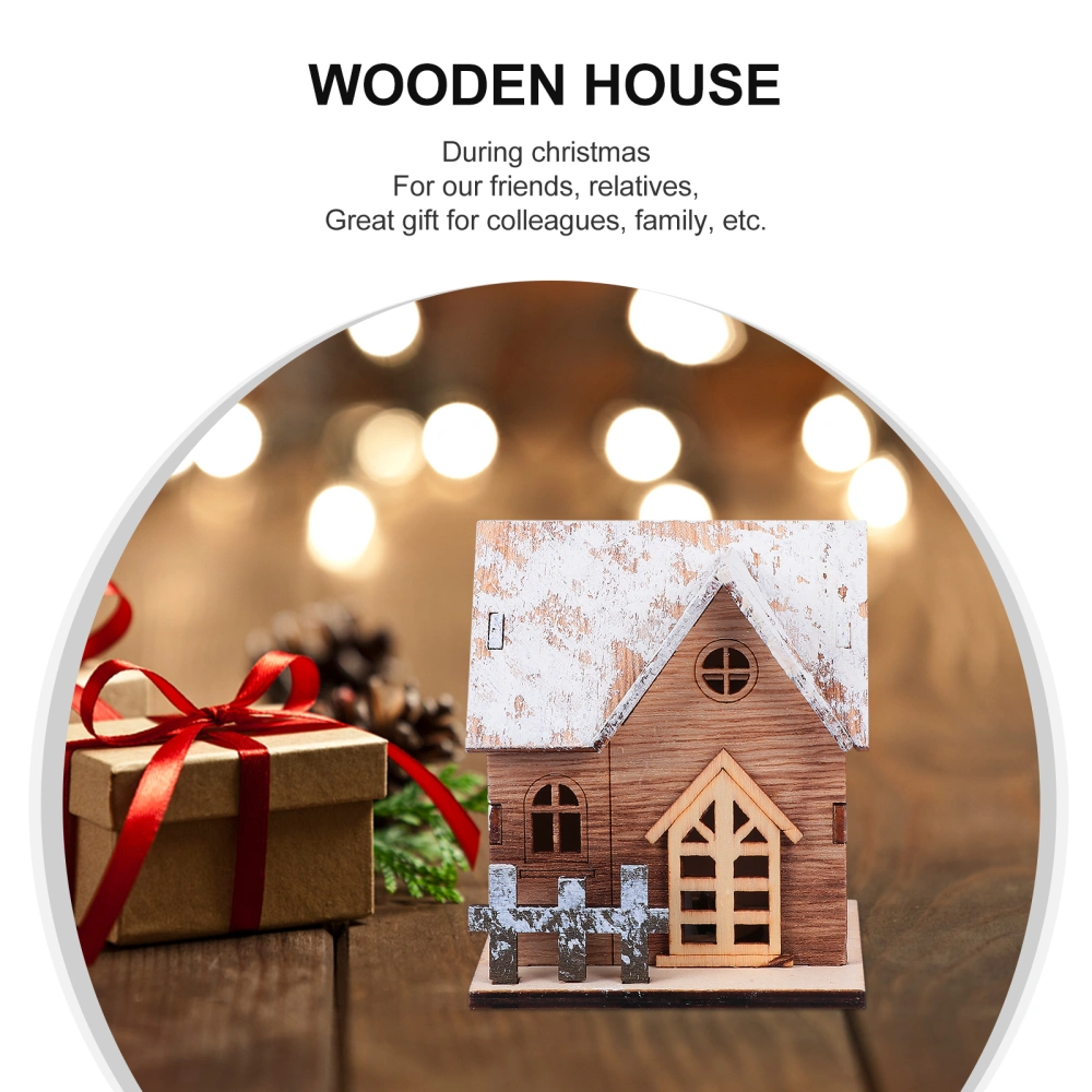 Christmas Wood Hanging Pendant Ornament Wooden Pendant Luminous Log Cabin