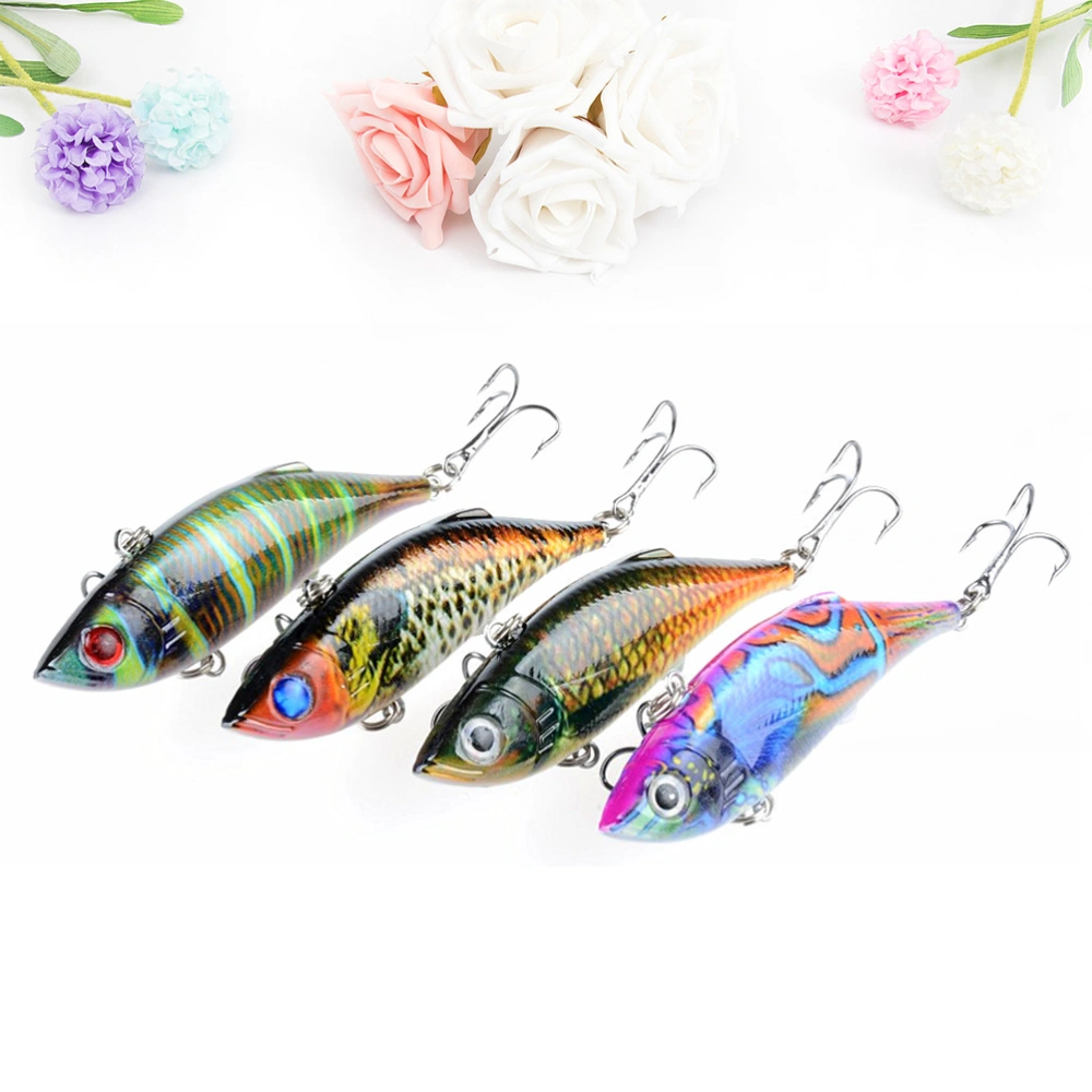 4 Pcs Fishing Lures VIB Plastic Baits Artificial Floating Fishing Lures Deep Sea Baits (4 Colors)