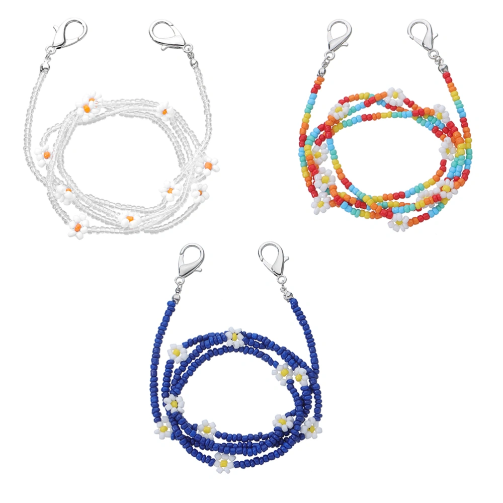 3 Pcs Floret Beads Necklaces Mask Anti-lost Hanging Chains (Assorted Color)