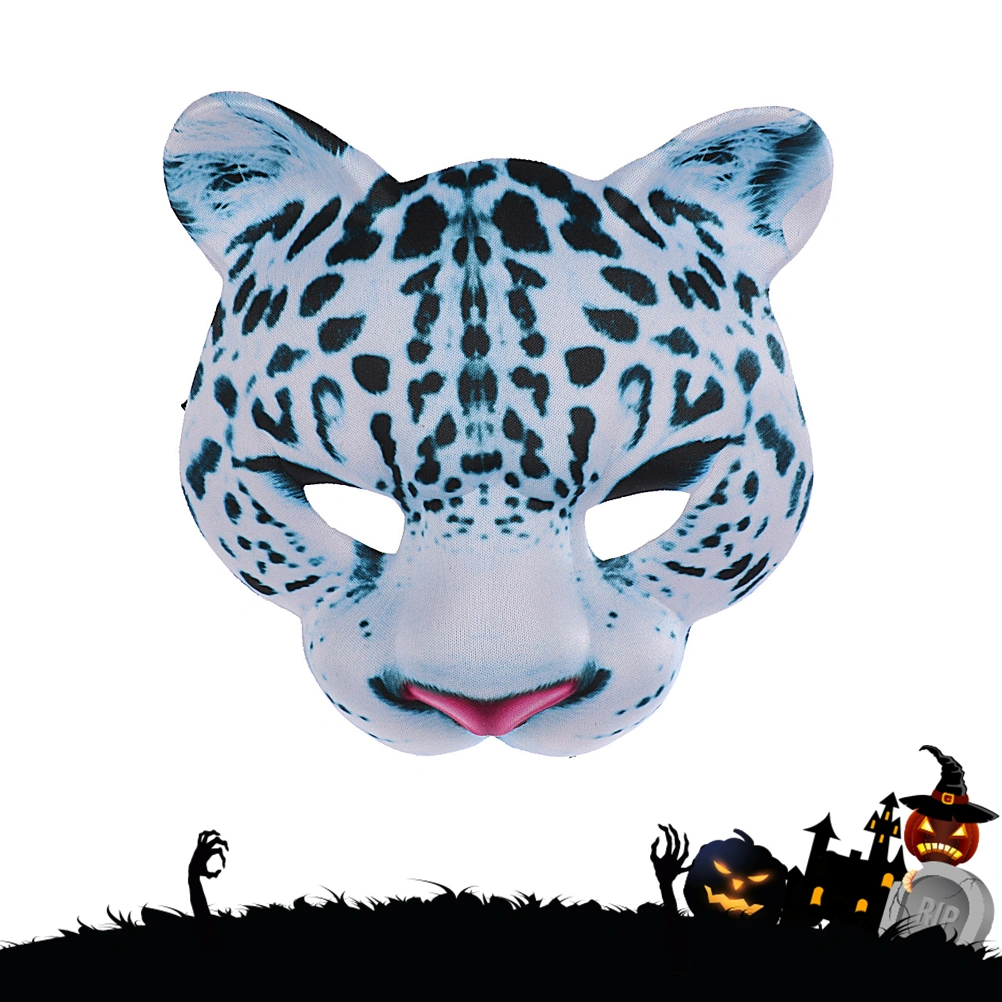 Halloween EVA Mask Funny Snow Leopard Animal Mask Easter Carnival Party Masquerade Half Face Mask