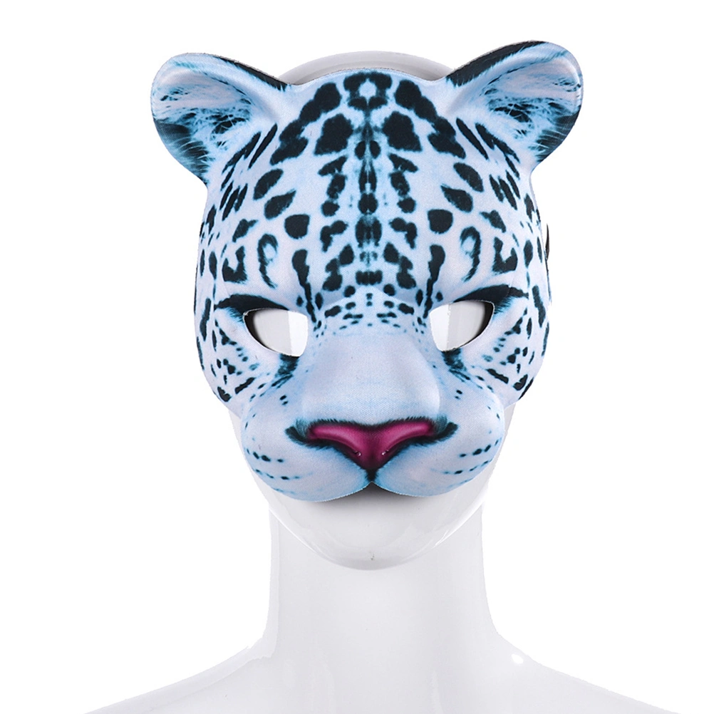 Halloween EVA Mask Funny Snow Leopard Animal Mask Easter Carnival Party Masquerade Half Face Mask