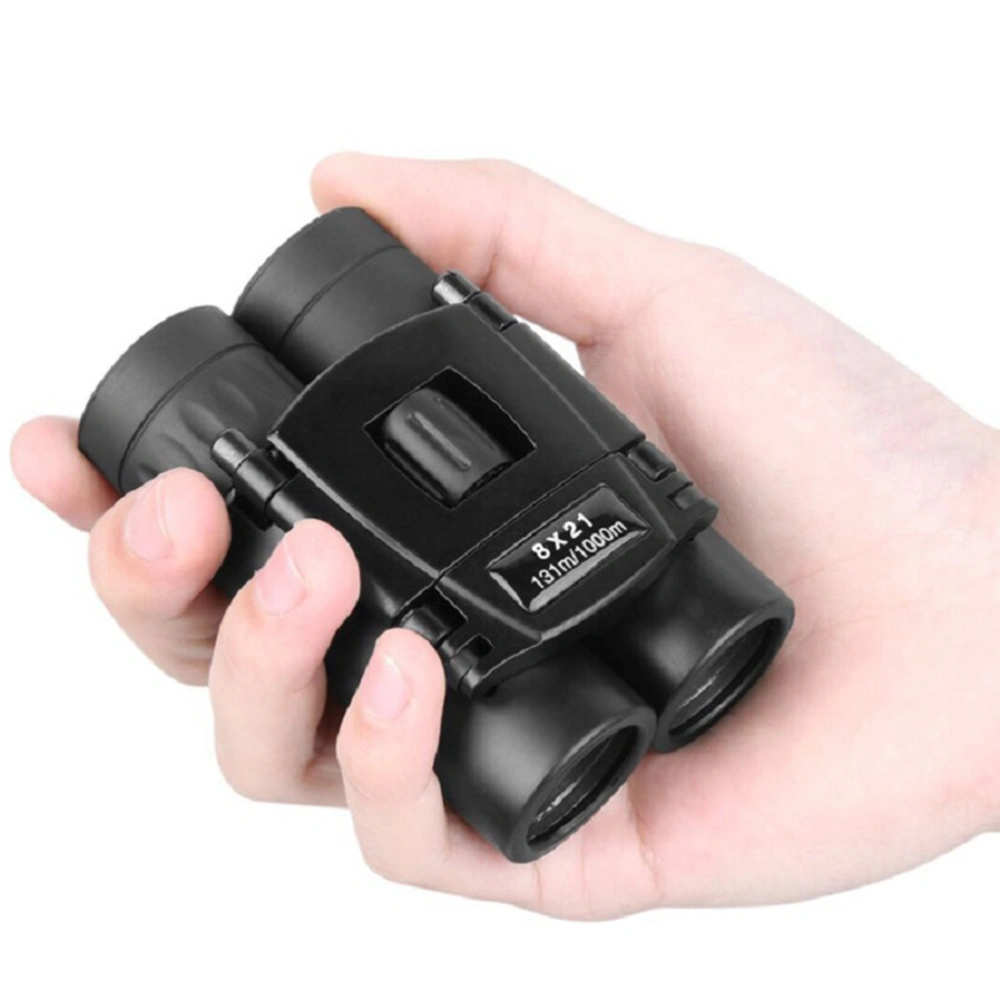 8x21 Compact Zoom Binoculars Long Range 1000m Folding Powerful Mini Telescope BA7 FMC Optics for Hunting Sports Camping (Black)