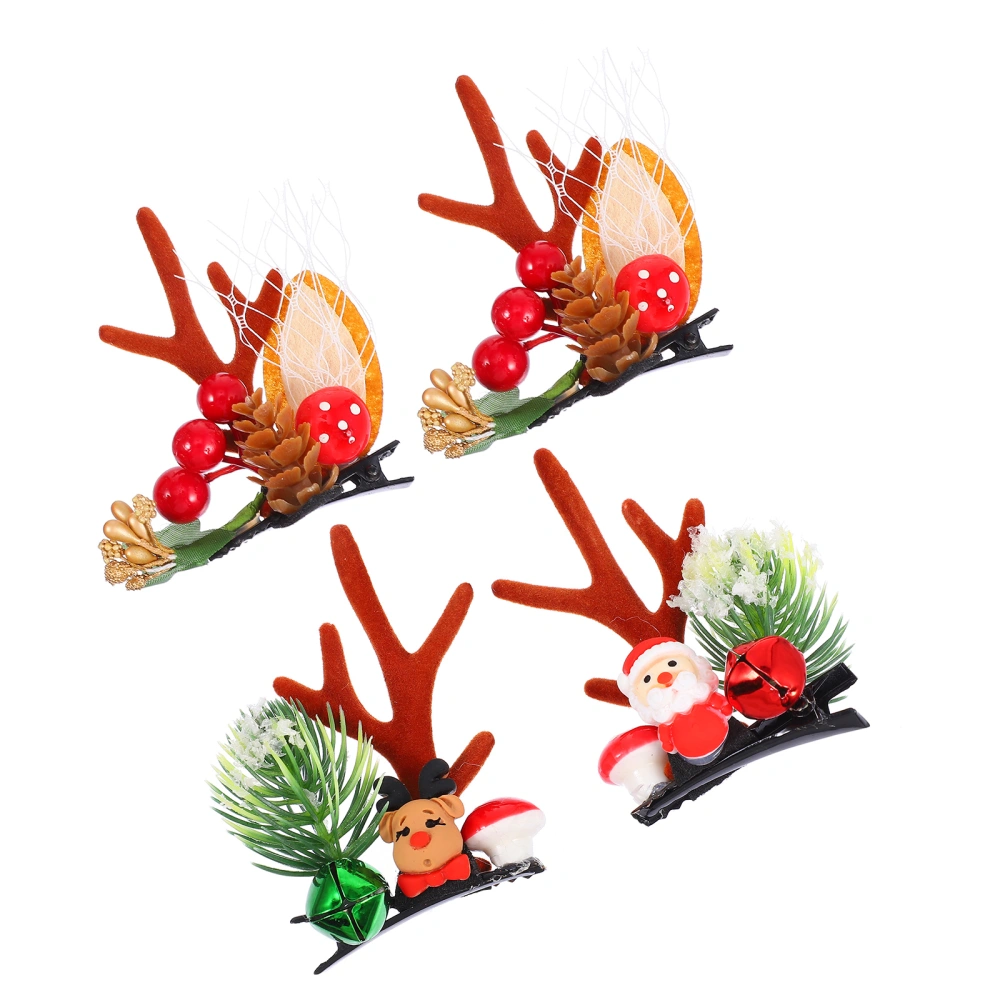 2 Pairs Christmas Hairpin Deer Antlers Hair Clip Deer Costume Hair Grip Barrette