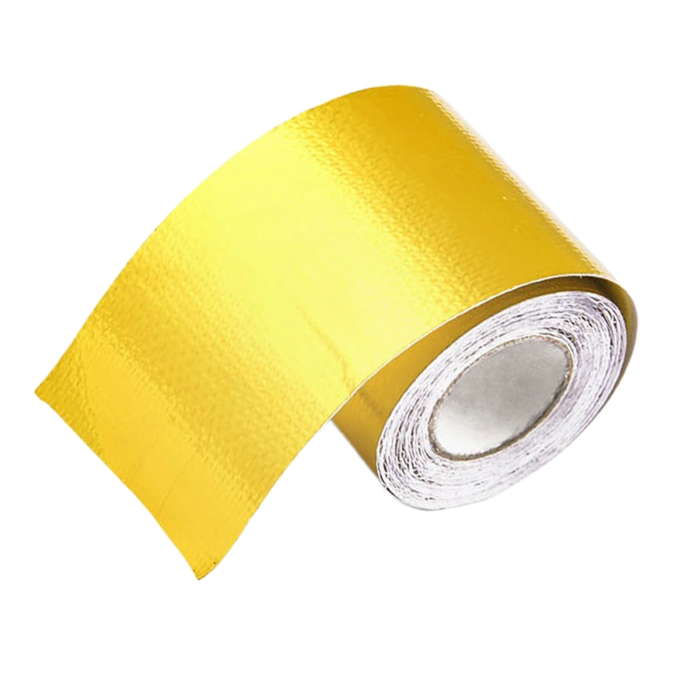 1000x5x0.1cm Aluminum Tape High Temperature Resistant Aluminum Foil Fiber Cloth for Exhaust Pipe Range Hood Industry (Golden)