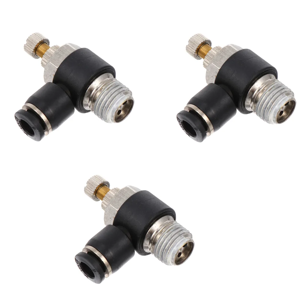 3 Pcs 1 Set Air Line Fittings Air Pipe Valves Pneumatic Control Valves (Black)