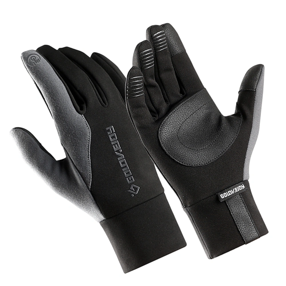 Fashion Outdoor Gloves Thicken Warm Anti-slip Gloves Screen Touch Gloves for Hiking Camping Cycling Fishing - Size M (Grey)