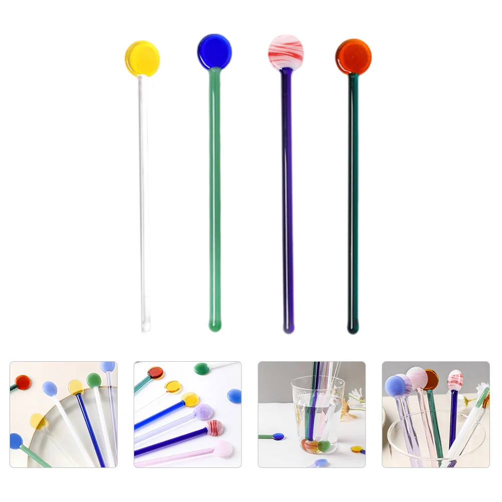 4Pcs Honey Stirring Spoons Coffee Stirring Scoop Glass Milk Stirrer Spoon