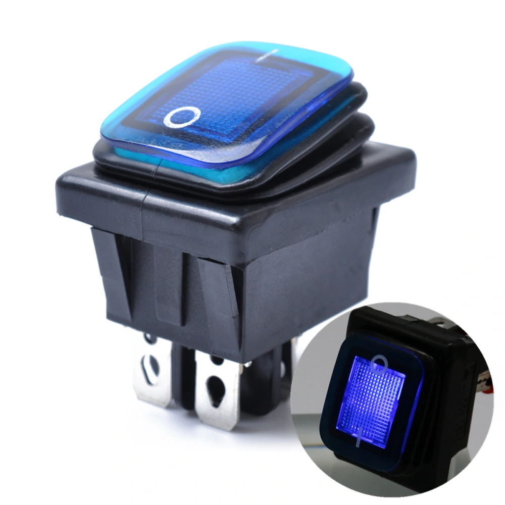 Rocker Toggle Switch On-Off-On 4 12V DC Car Boat Automobiles Waterproof LED Latching Switches (Blue Light)