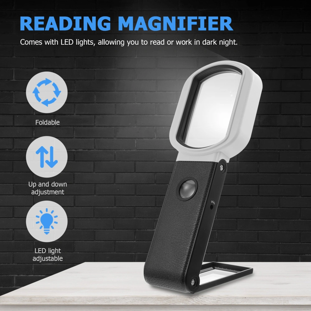 9 LEDs Multipurpose Handheld Magnifier Desk Magnifying Glass (without Battery)