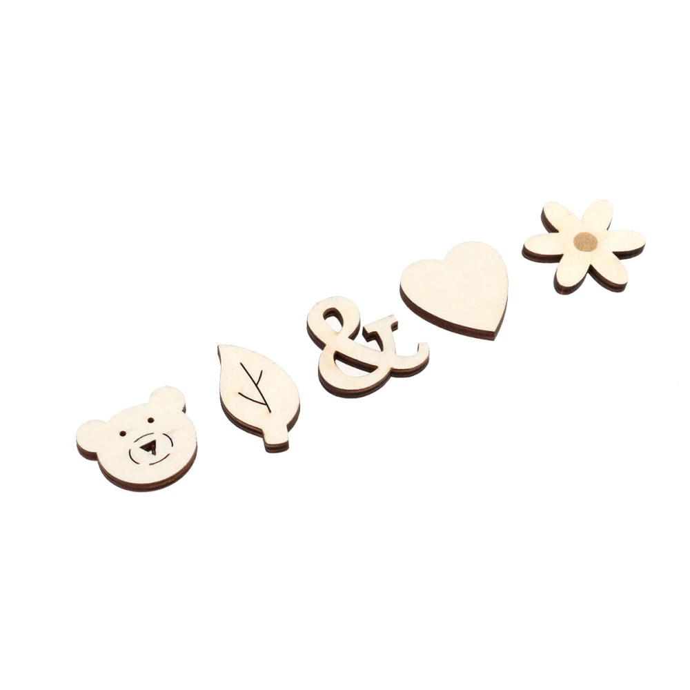 Set of 5 Wooden Shape Photography Prop Wood Craft  Self-paste Boxwood