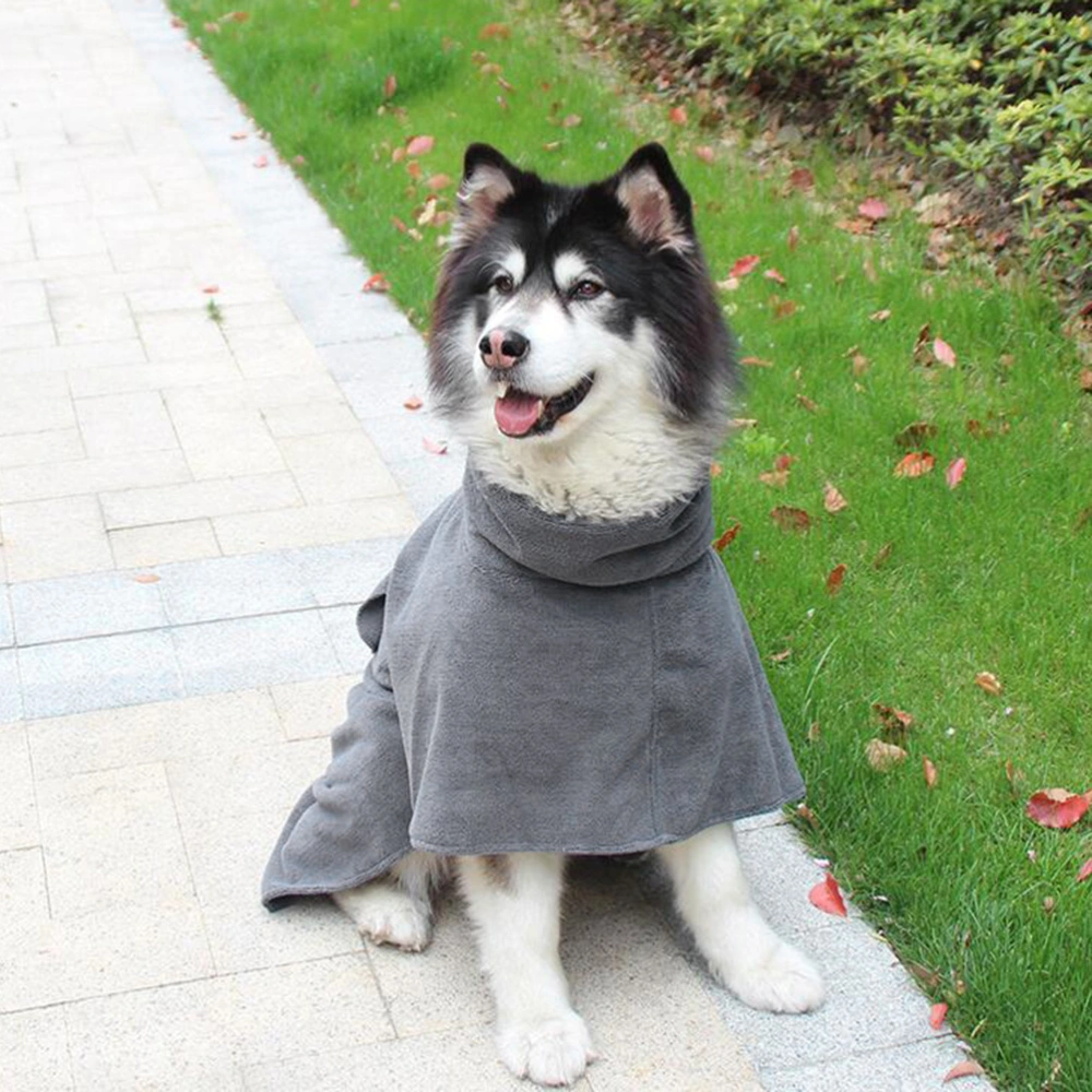 Quick-drying Dog Bath Robe Pet Bath Towel Super Absorbent Washable Drying Towel for Dogs Pet (Size S, Gray)