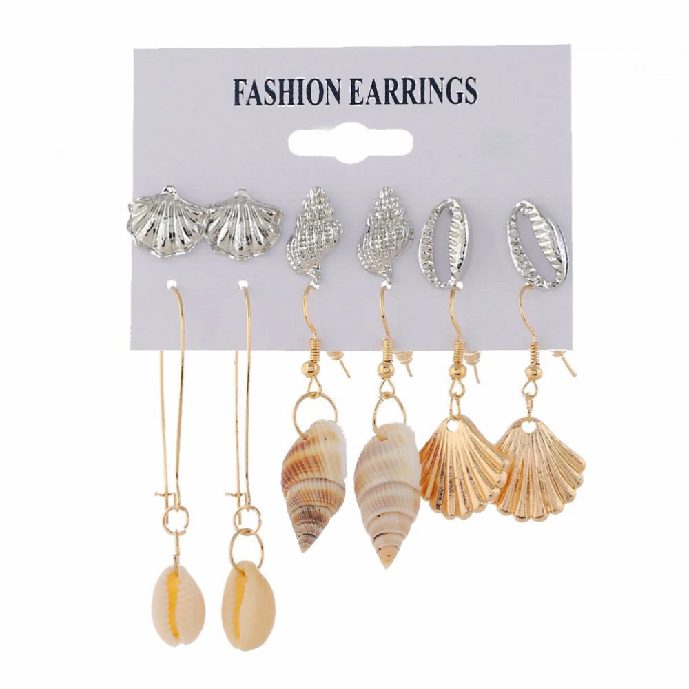 6 Pairs of Sea Shell Earrings Ear Stud Conch Drop Earrings Jewelry for Women Girls