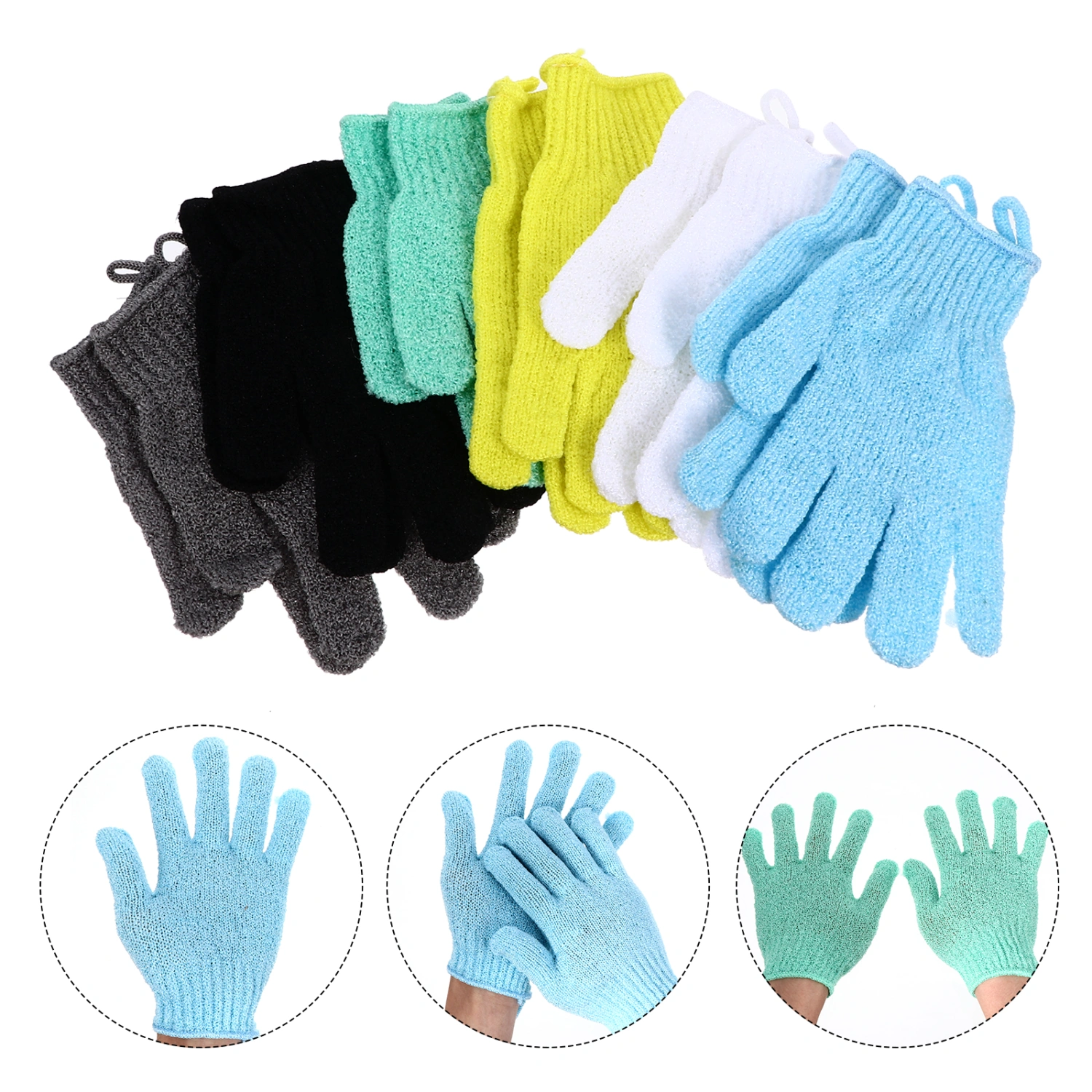 12Pcs Bathing Exfoliating Gloves Body Care Cleaning Shower Polyester Gloves